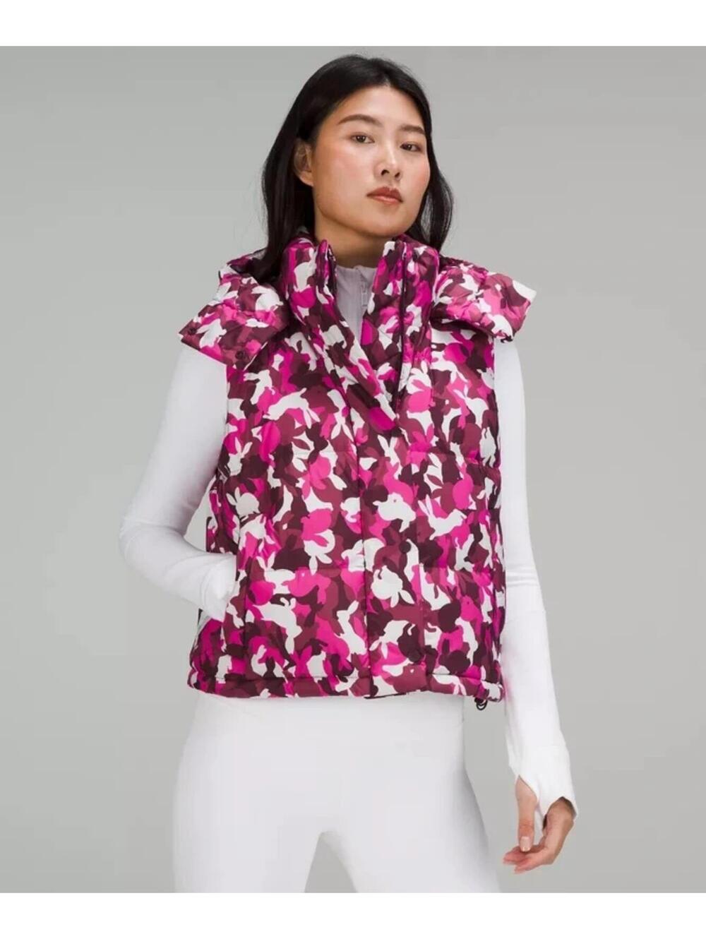 Lululemon Lunar New Year Bunny Camo Down Puffer Vest Rare Pink Multi XS